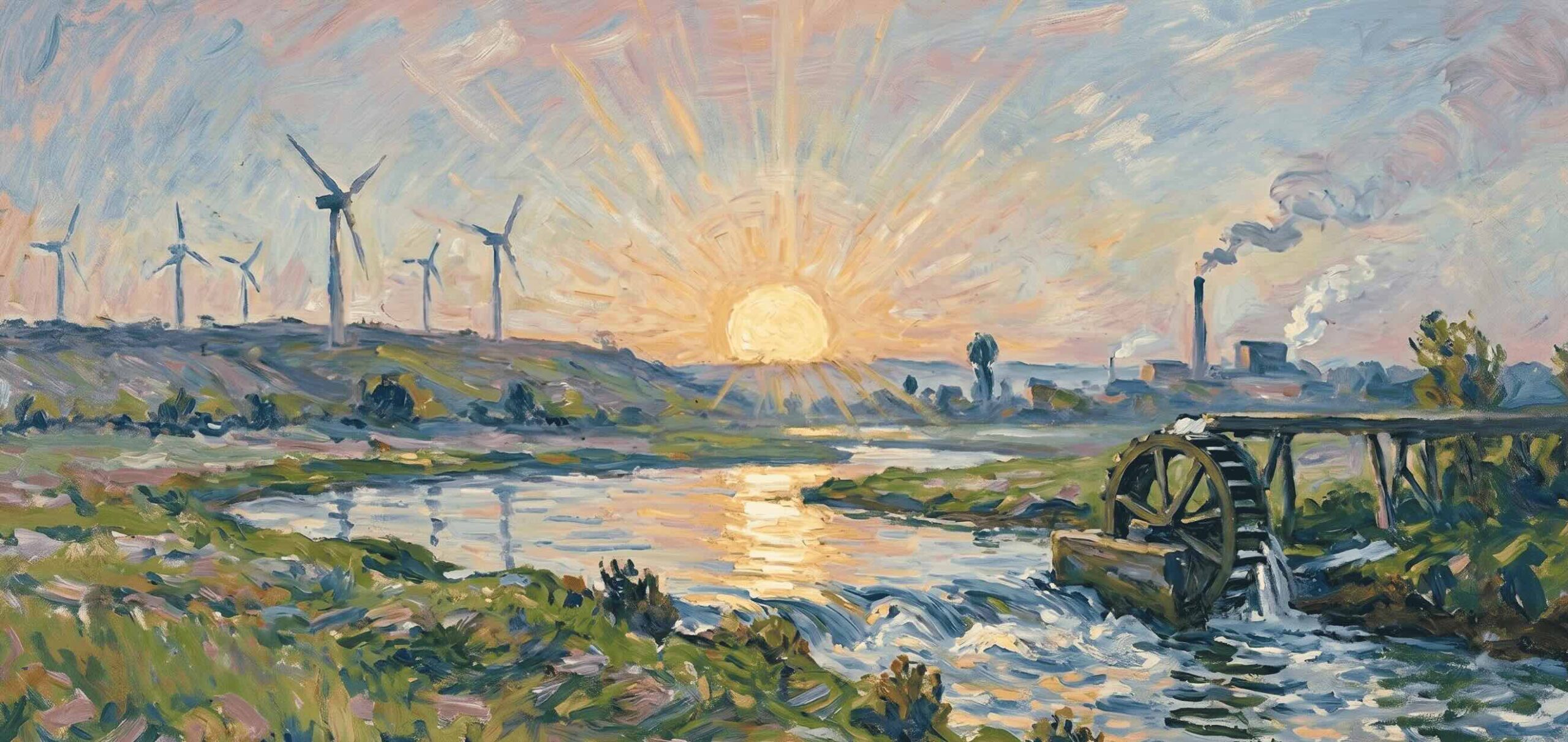 Claude Monet style painting representing energy transformation